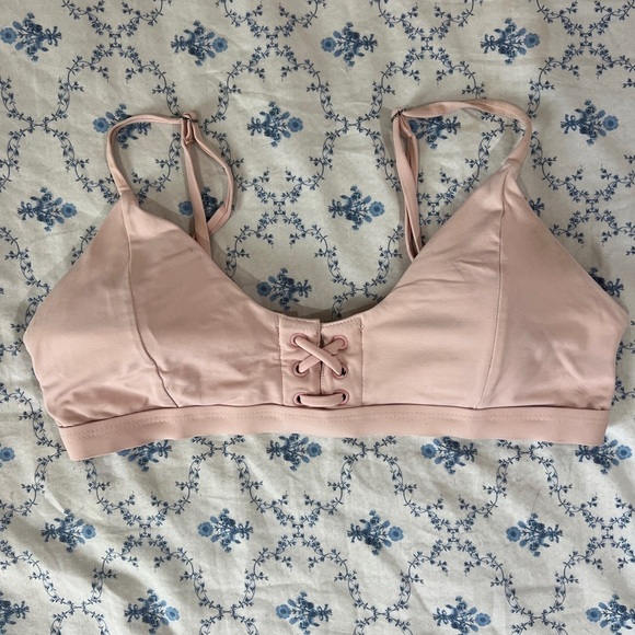Garage | Lace-Up Blush Bikini Top - Picture 1 of 1